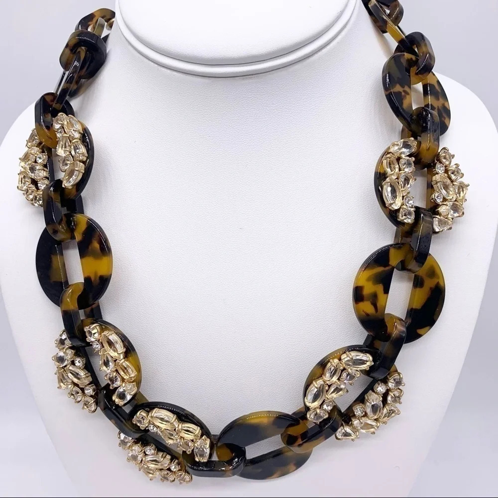 J. Crew Jeweled Tortoise Round Links Necklace